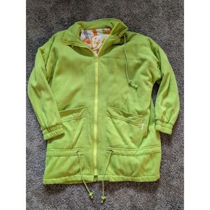 Izzi Women's Lime Green Fleece Zip‎ Up Jacket Size Medium